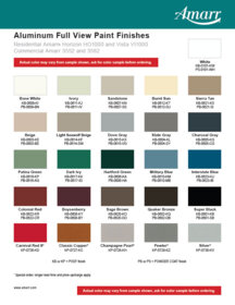 Amarr Aluminum Powder Coat and PVDF Colors